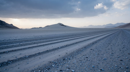 Panoramic view of a dirt road in Death Valley National Parkの素材