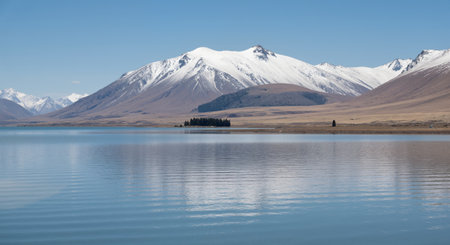 Lake Tekapo, New Zealand. Lake Tekapo is the largest freshwater lake in the world.の素材