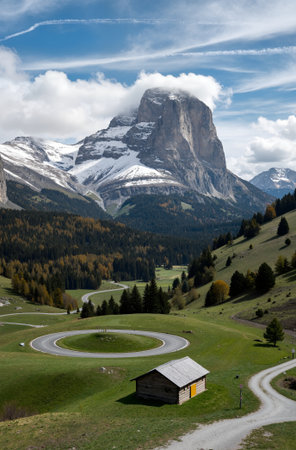 Mountain landscape in Alpe di Siusi, Dolomites, Italyの素材