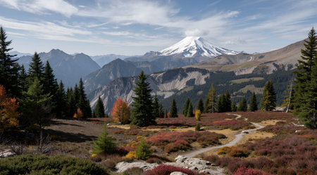 Mt.Fuji at autumn in Yading national level reserve, Daocheng, Sichuan Province, China.の素材