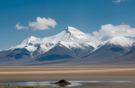 Mountains and lake in the Altiplano, Bolivia, South Americaの素材