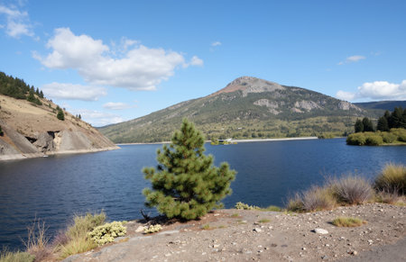 Lake Titicaca, Bolivia. Lake Titicaca is the largest freshwater lake in the world.の素材