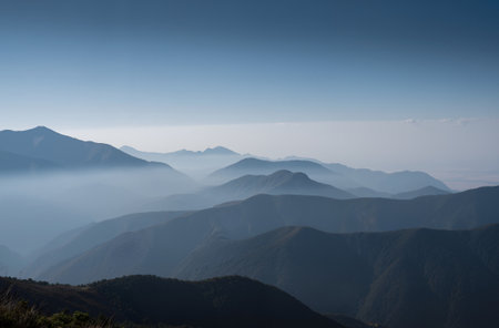 Beautiful mountain landscape in the morning at Doi Inthanon National Park, Chiang Mai, Thailandの素材