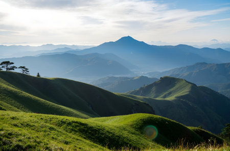 Mountain landscape at sunrise in the morning. Caucasus Mountains, Georgia.の素材