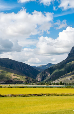 Beautiful landscape of mountains and meadows in the Altai Republicの素材