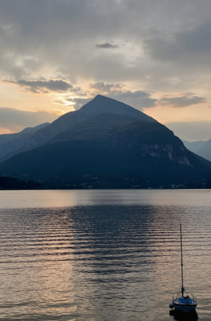 Sunset over Lake Lucerne, South Tyrol, Italyの素材