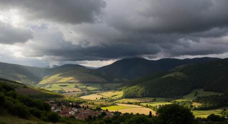 Panoramic view of the valley in the Carpathian Mountainsの素材