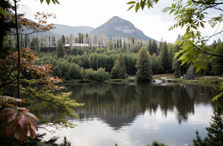 Lake in the mountains in autumn, Abkhazia, Sochiの素材