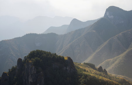 Mountain landscape in Huangshan Scenic Area, China.の素材