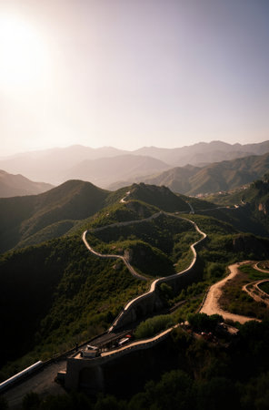 Majestic Great Wall of China,panoramic view.の素材