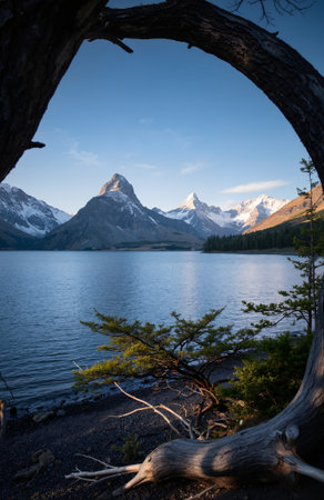 Beautiful lake in Glacier National Park, Montana, United States.の素材