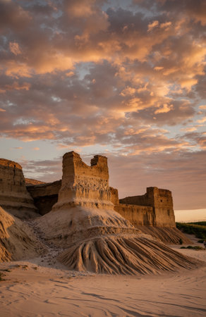 Sunset view of Badlands National Park, South Dakota, USAの素材