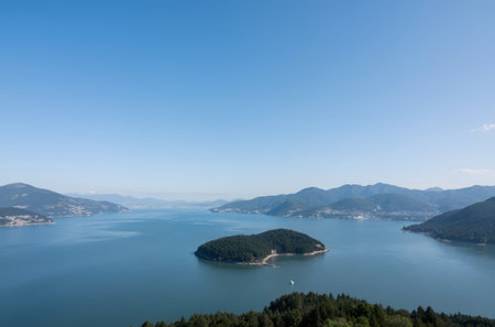 Panoramic view of Lago Maggiore, Italy.の素材