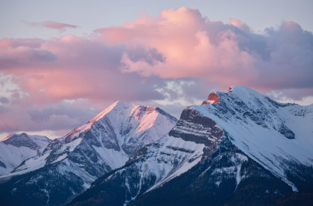 Sunset in the mountains of the Dolomites, Italy.の素材