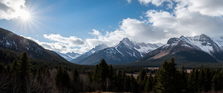 Panoramic view of the Canadian Rockies in Banff National Parkの素材