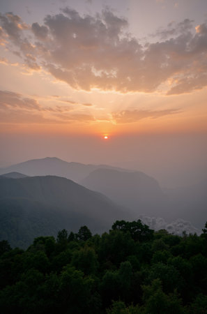 Sunset in the mountains, Chiangmai, Thailand.の素材