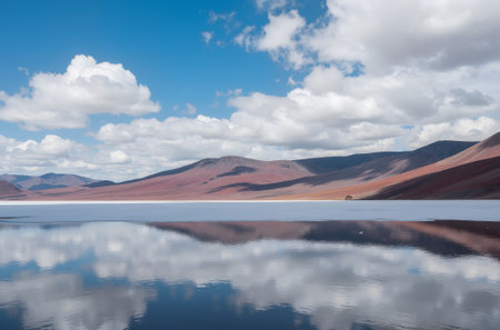 Dangerous mountain lake at Sossusvlei, Namibiaの素材