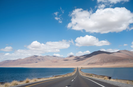 Highway in Paracas National Reserve, Peru, South America.の素材