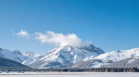 Beautiful winter mountains landscape in Banff National Park, Alberta, Canadaの素材