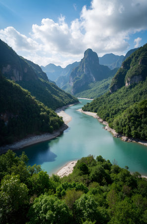 Landscape of the Tara River in Montenegro, Balkans, Europeの素材