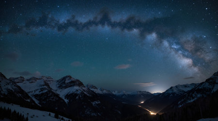 Milky Way over Zermatt in Switzerland. Long exposure.の素材