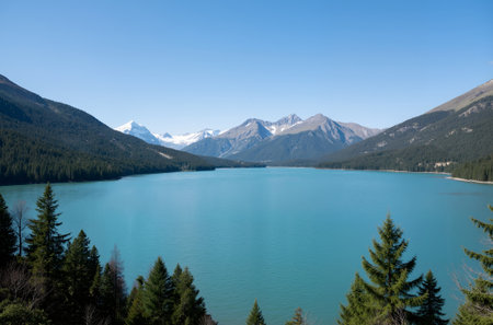 Mountain lake in Canada, Jasper National Park, Alberta, Canadaの素材