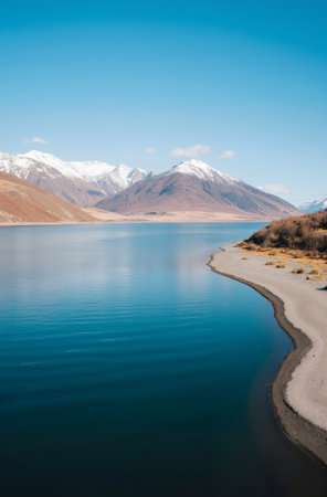 Landscape view of Pangong Lake in Ladakh, Indiaの素材