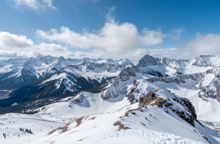Beautiful winter landscape in the Alps. View of the snow-capped mountains.の素材