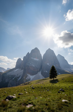 Mountain landscape in the Dolomites, South Tyrol, Italyの素材
