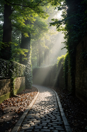 Panoramic view of the mountains in the morning mist. China.の素材