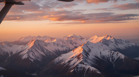 Panoramic view of Mount Cook, New Zealand during sunset.の素材