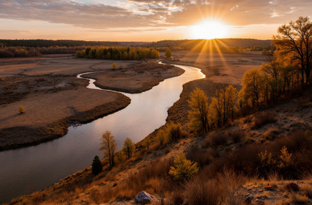 Sunset on the mountain lake. Altai, Siberia, Russiaの素材