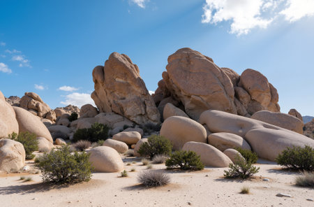 Huge granite rocks in Joshua Tree National Park, California, USAの素材