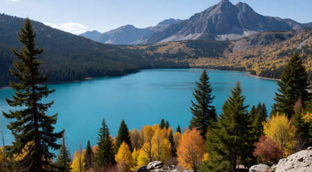 Mountain lake in the autumn, Yoho National Park, Canadaの素材