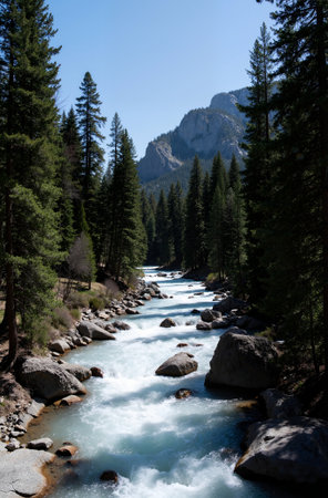 River in Yosemite National Park, California, United States of America.の素材