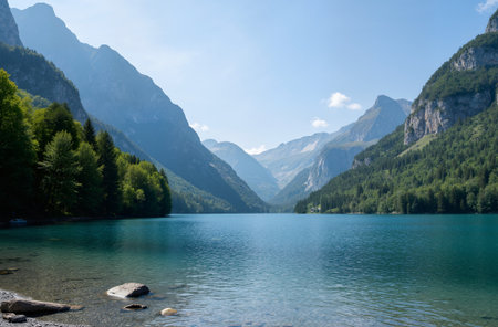 Landscape of Karagol (Black lake) in Dolomites, Italyの素材