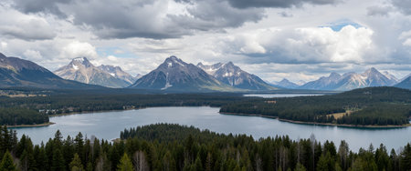 Panoramic view of Glacier National Park, Montana, USA.の素材