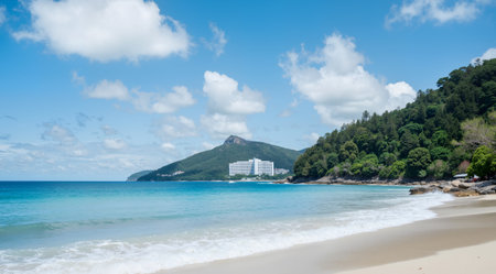 Panoramic view of beautiful tropical beach on Koh Samui, Thailandの素材