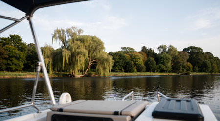 Boat trip on the lake in Poland. View from the boat.の素材