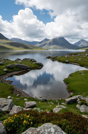 Mountain lake in the Pyrenees, Aragon, Spainの素材