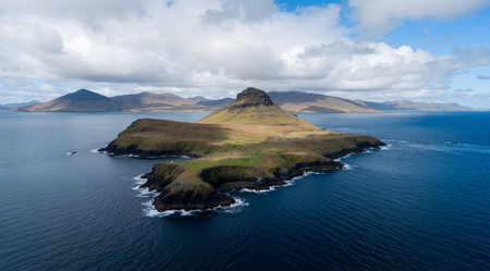 Aerial view of Kirkjufellsnes peninsula, Iceland.の素材