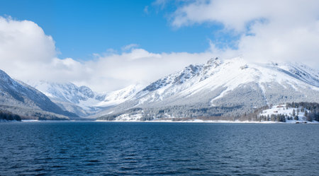 Winter landscape of Lake Baikal, Siberia, Russia. Panoramaの素材