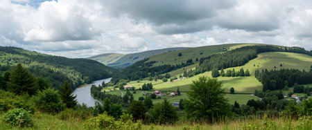 Panoramic view of the valley in the Carpathian Mountainsの素材