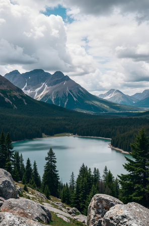 Mountain lake in Glacier National Park, Montana, United States.の素材