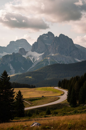 Mountain road in Dolomites, Italy. Summer landscape.の素材