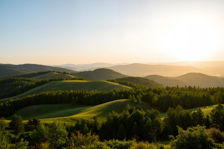 Beautiful sunset over the mountains. Carpathian, Ukraine.の素材