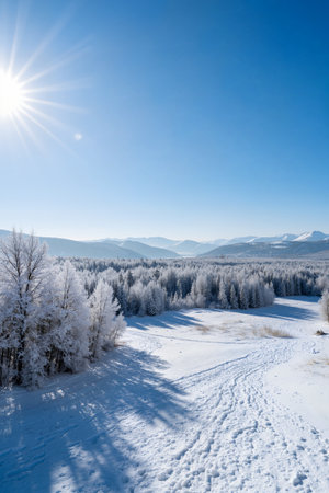 Beautiful winter landscape in the Carpathian mountains. Ukraine, Europeの素材