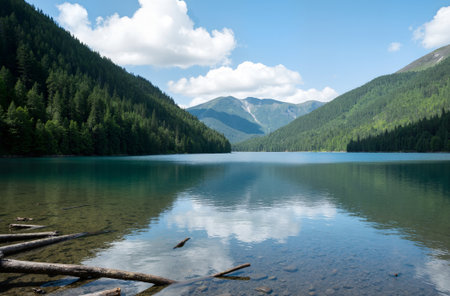 Beautiful mountain lake in the Carpathian Mountains, Ukraine.の素材