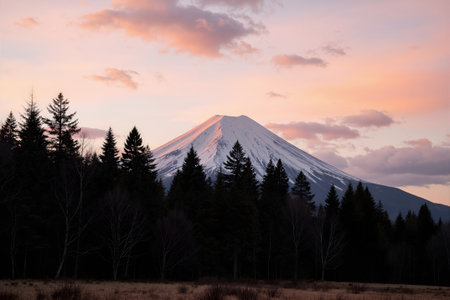 Fuji at sunset, Yamanashi, Japanの素材