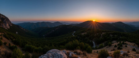Sunset in the mountains of Montenegro. Panoramic view.の素材